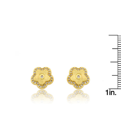 LMTS Classic! Flower Cz Frame Stud Earring