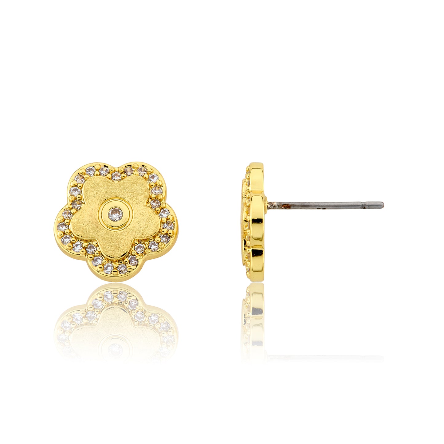 LMTS Classic! Flower Cz Frame Stud Earring