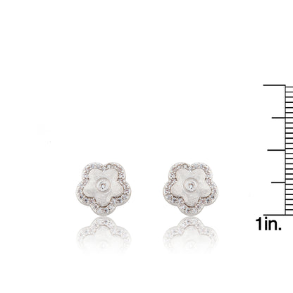 LMTS Classic! Flower Cz Frame Stud Earring