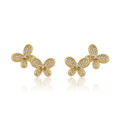 LMTS Classic! Pave Double Butterfly Stud Earring