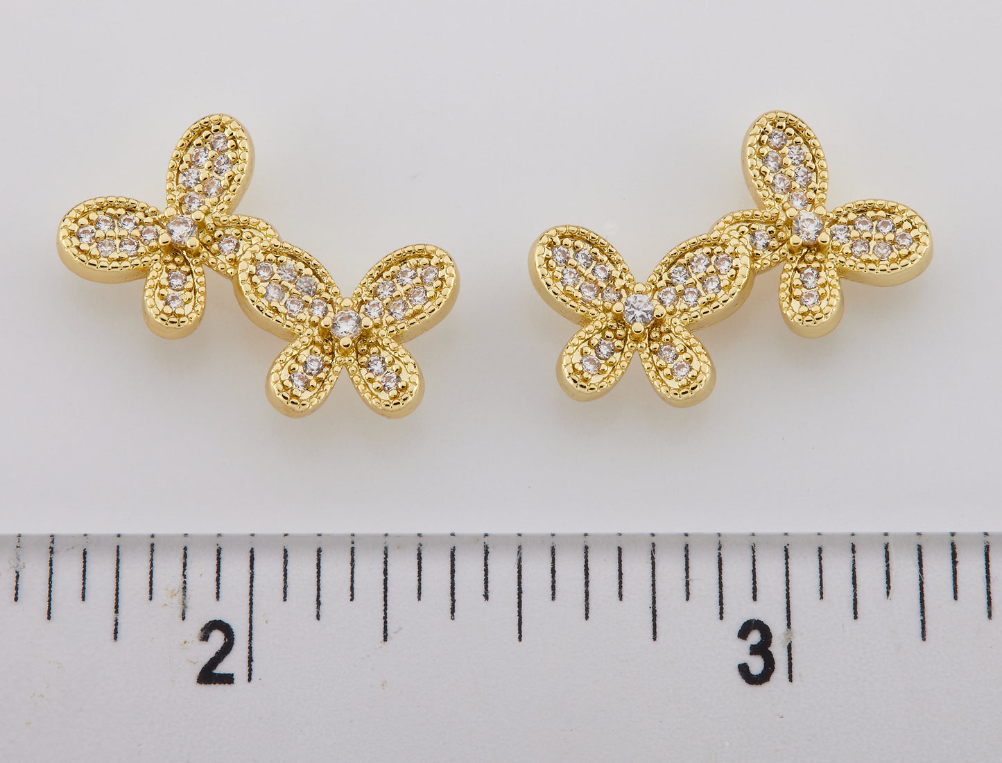 LMTS Classic! Pave Double Butterfly Stud Earring