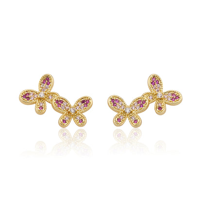 LMTS Classic! Pave Double Butterfly Stud Earring