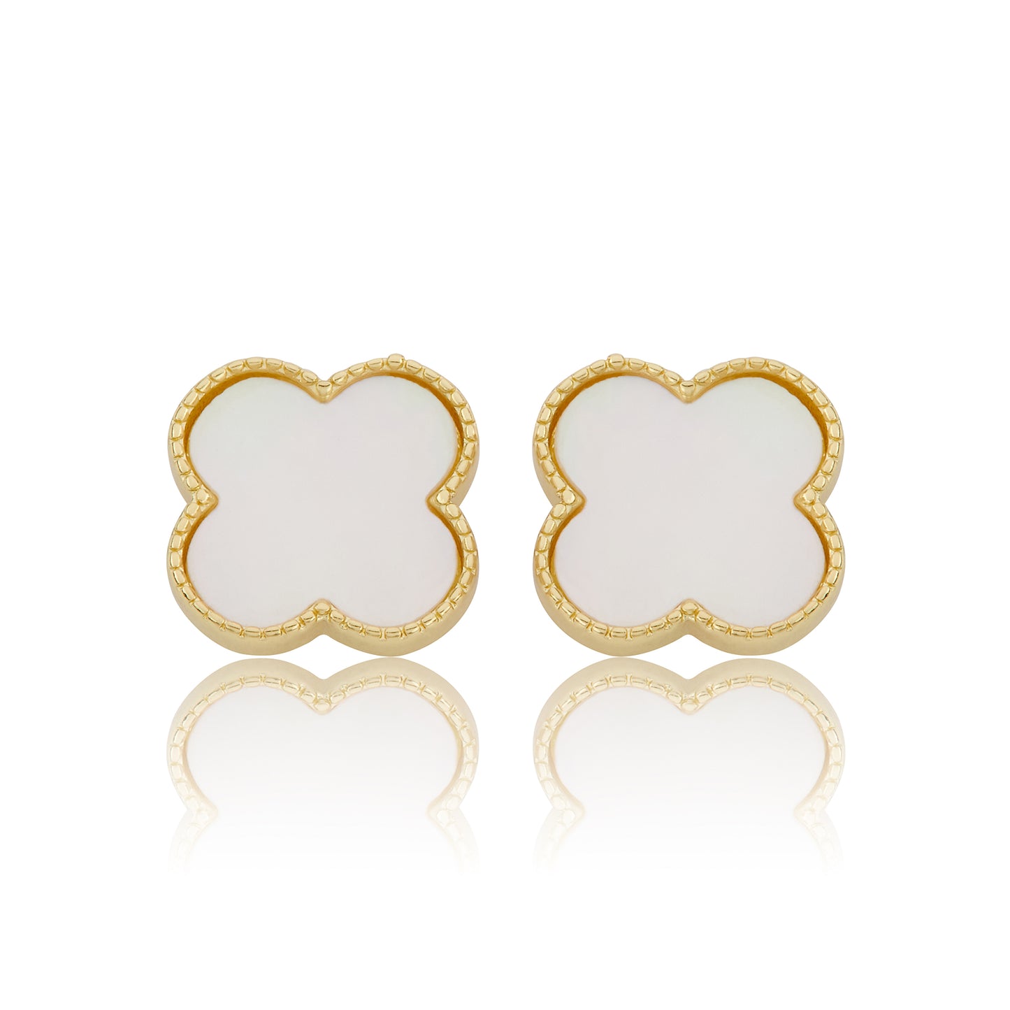 LMTS Classic! Mother Of Pearl Large Clover Stud Earring