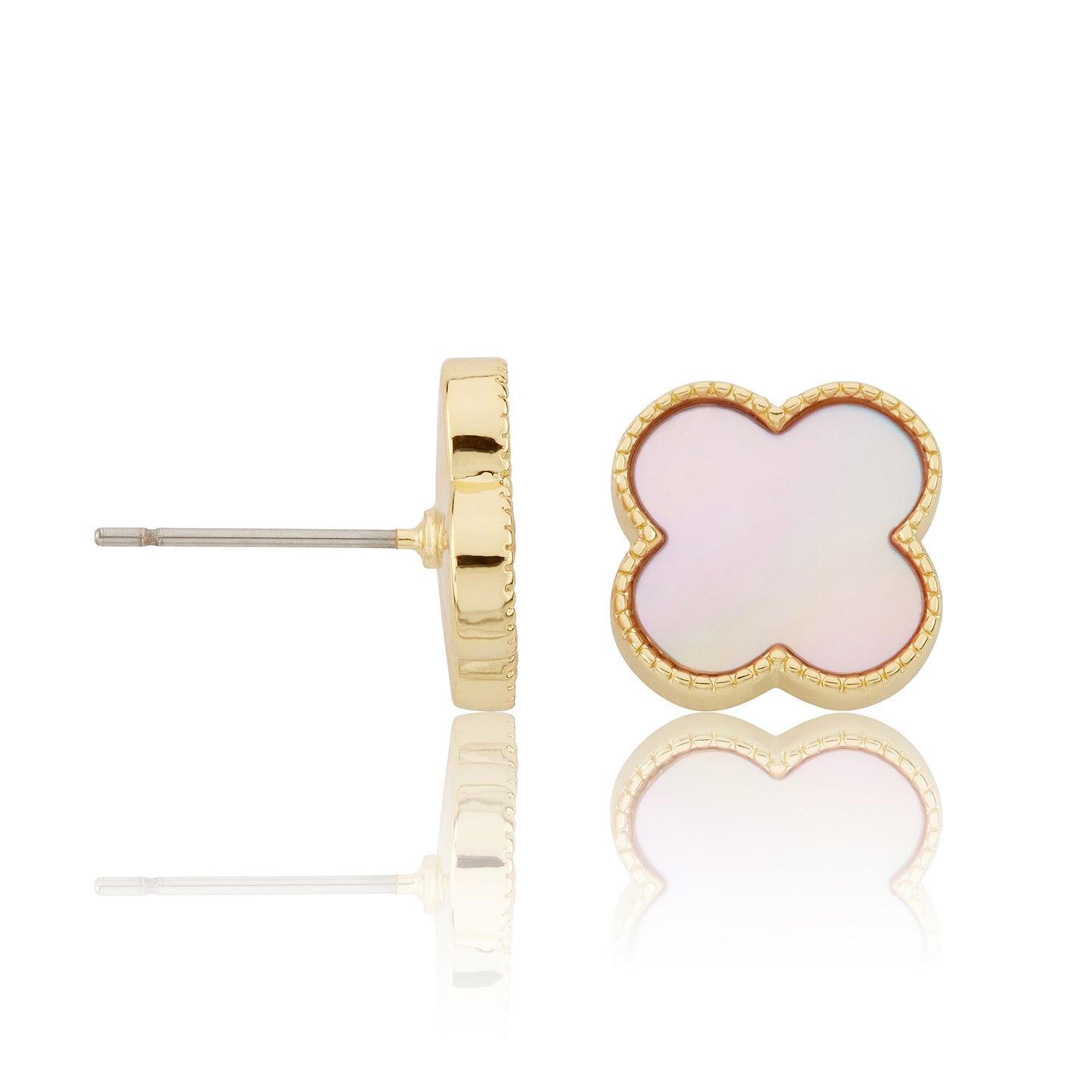 LMTS Classic! Mother Of Pearl Large Clover Stud Earring