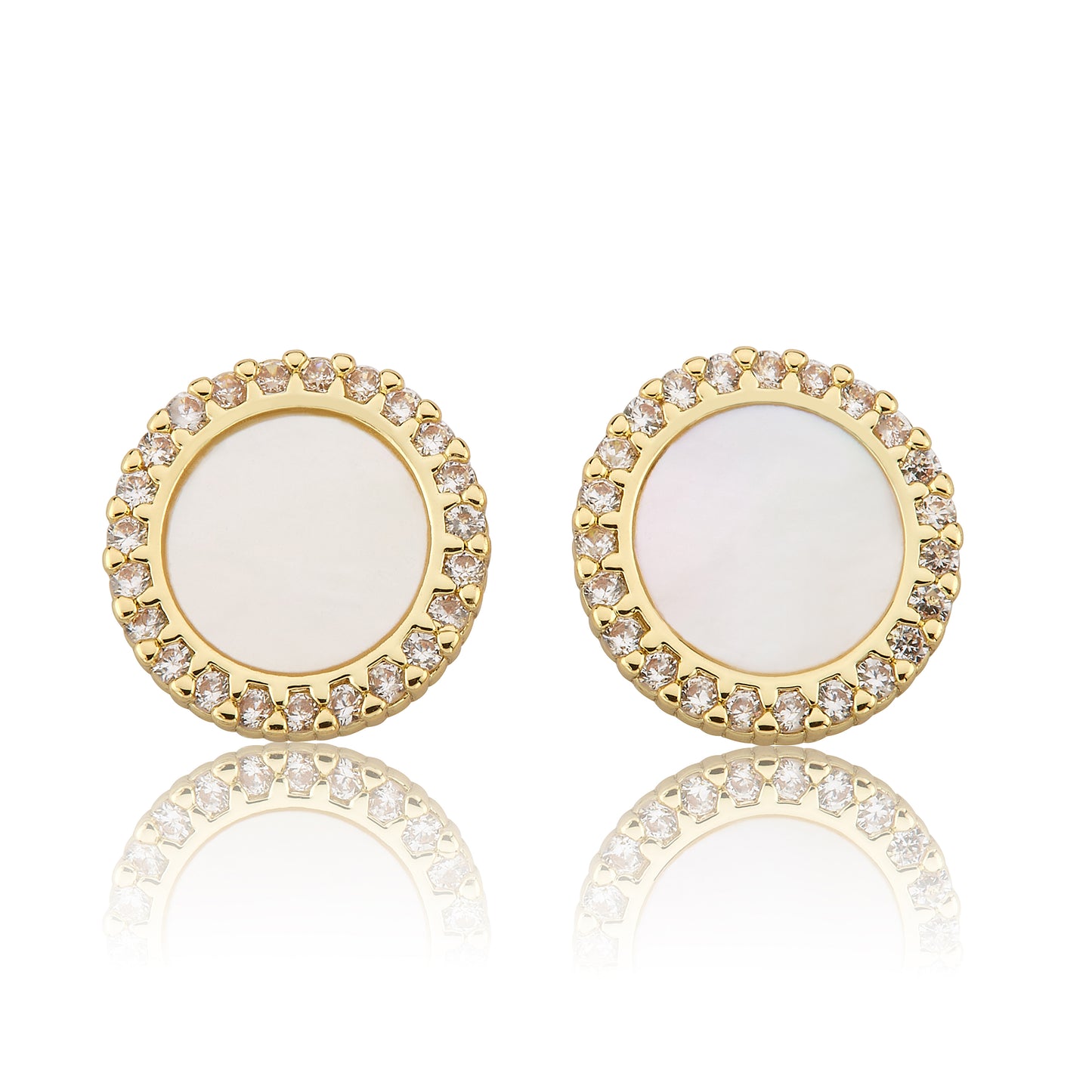 LMTS Classic! Mother Of Pearl Large Circle Stud Earring