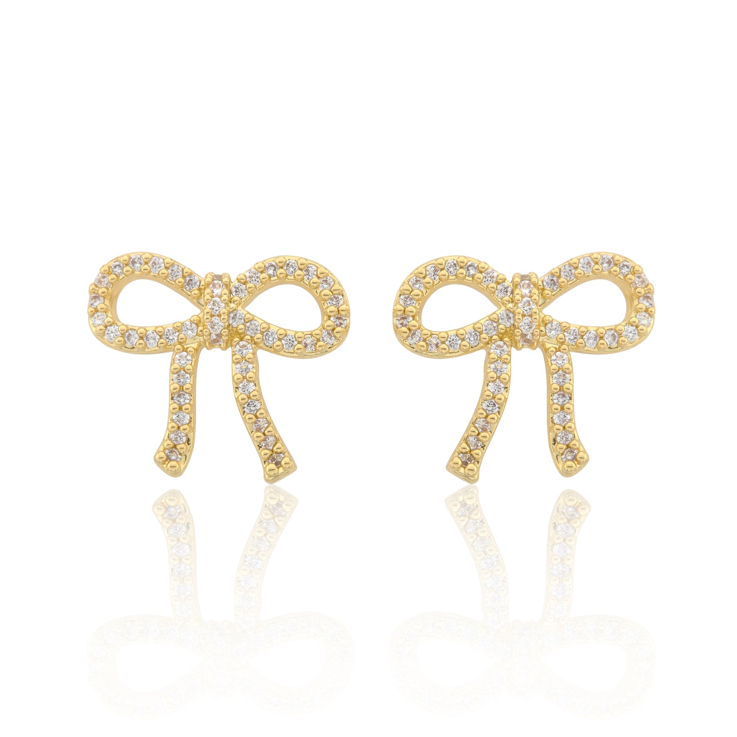 LMTS Classic! 14k Gold Plated Cz Bow Stud Earring Wholesale