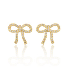 LMTS Classic! 14k Gold Plated Cz Bow Stud Earring Wholesale