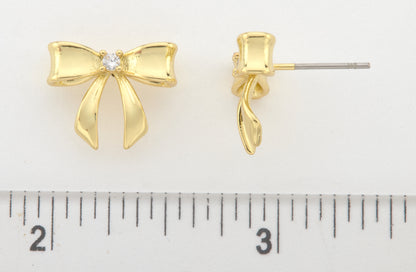 LMTS Classic! 14k Gold Plated Enamel Bow Stud Earring Wholesale