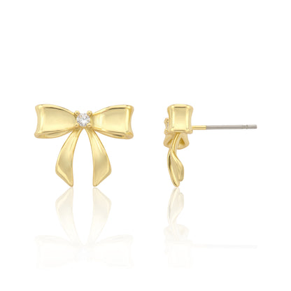 LMTS Classic! 14k Gold Plated Bow Stud Earring Wholesale
