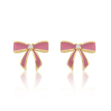 LMTS Classic! 14k Gold Plated Enamel Bow Stud Earring Wholesale