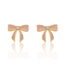 LMTS Classic! 14k Gold Plated Enamel Bow Stud Earring Wholesale