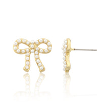 LMTS Classic! 14k Gold Plated Pearl Bow Stud Earring Wholesale
