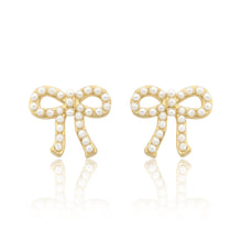 LMTS Classic! 14k Gold Plated Pearl Bow Stud Earring Wholesale
