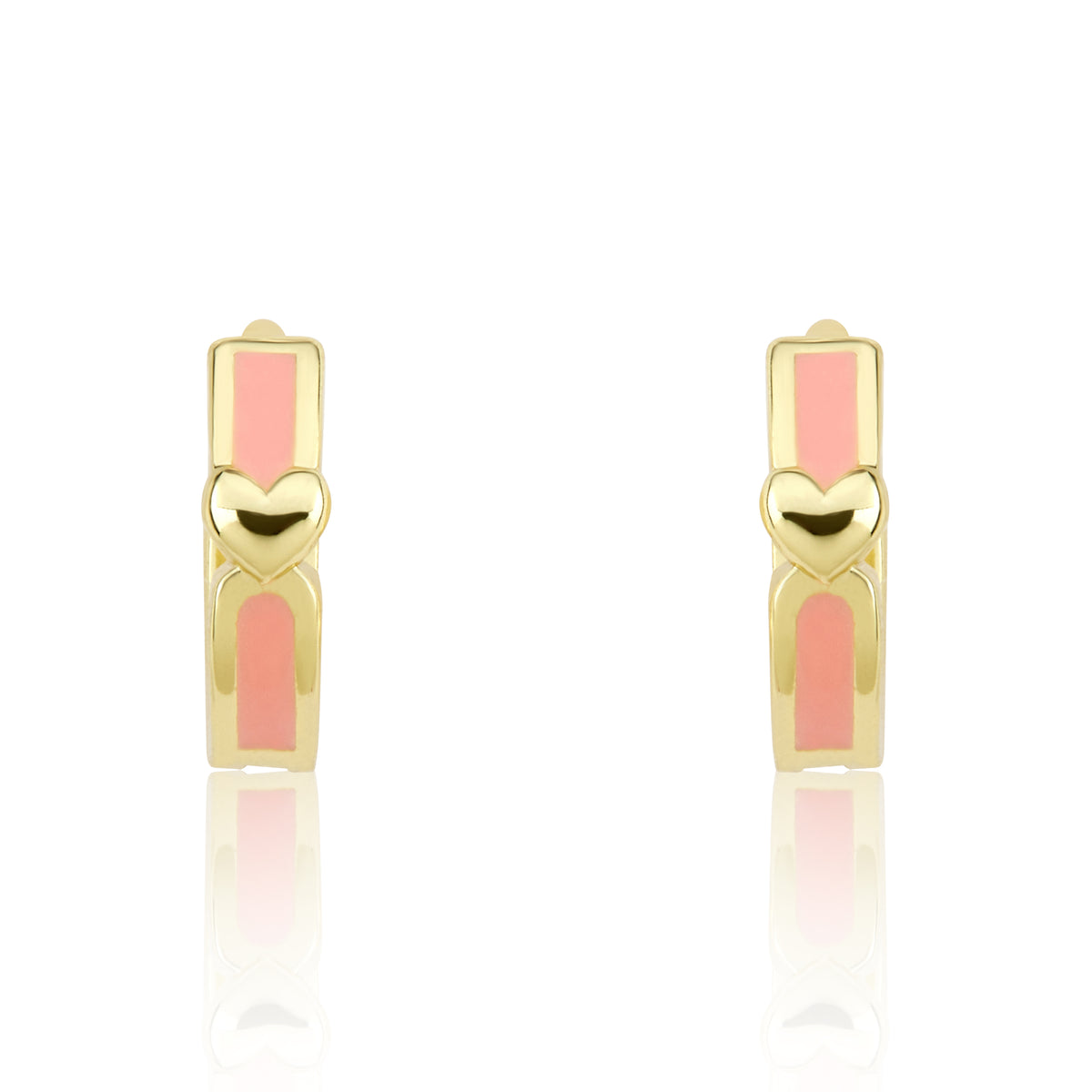 Enamel Huggy Earring accented with Gold Center Heart