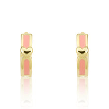 Enamel Huggy Earring accented with Gold Center Heart