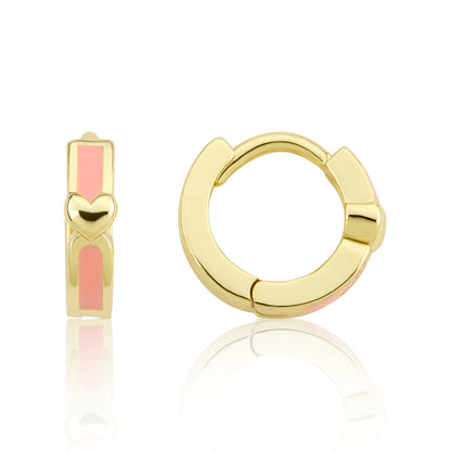 Enamel Huggy Earring accented with Gold Center Heart Wholesale