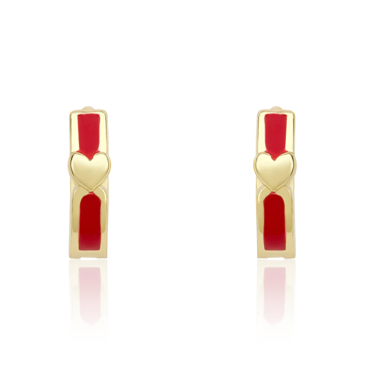 Enamel Huggy Earring accented with Gold Center Heart