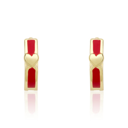 Enamel Huggy Earring accented with Gold Center Heart