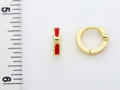 Enamel Huggy Earring accented with Gold Center Heart Wholesale