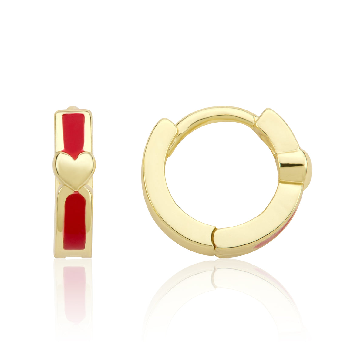 Enamel Huggy Earring accented with Gold Center Heart
