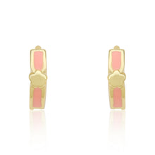 Enamel Huggy Earring accented with Gold Center Flower