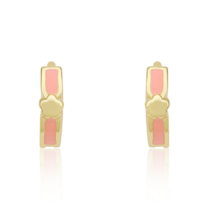 Enamel Huggy Earring accented with Gold Center Flower