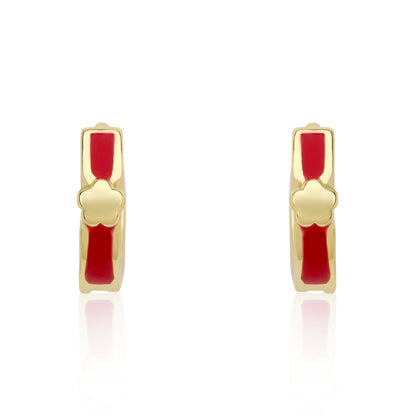 Enamel Huggy Earring accented with Gold Center Flower Wholesale