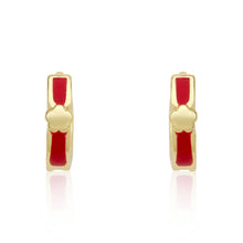 Enamel Huggy Earring accented with Gold Center Flower