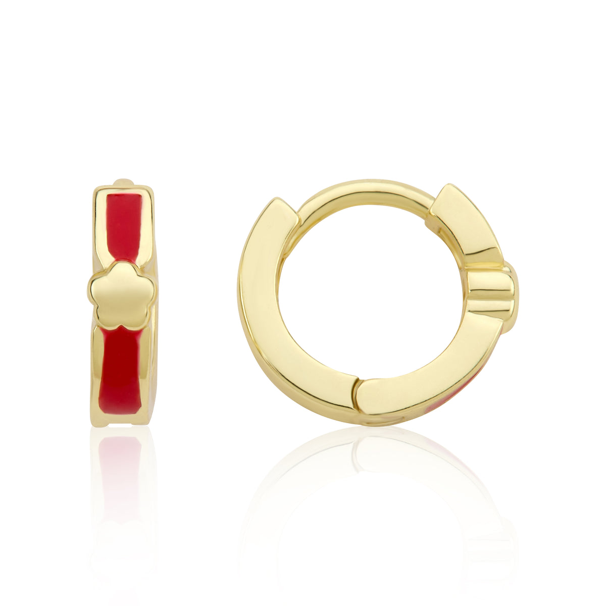 Enamel Huggy Earring accented with Gold Center Flower