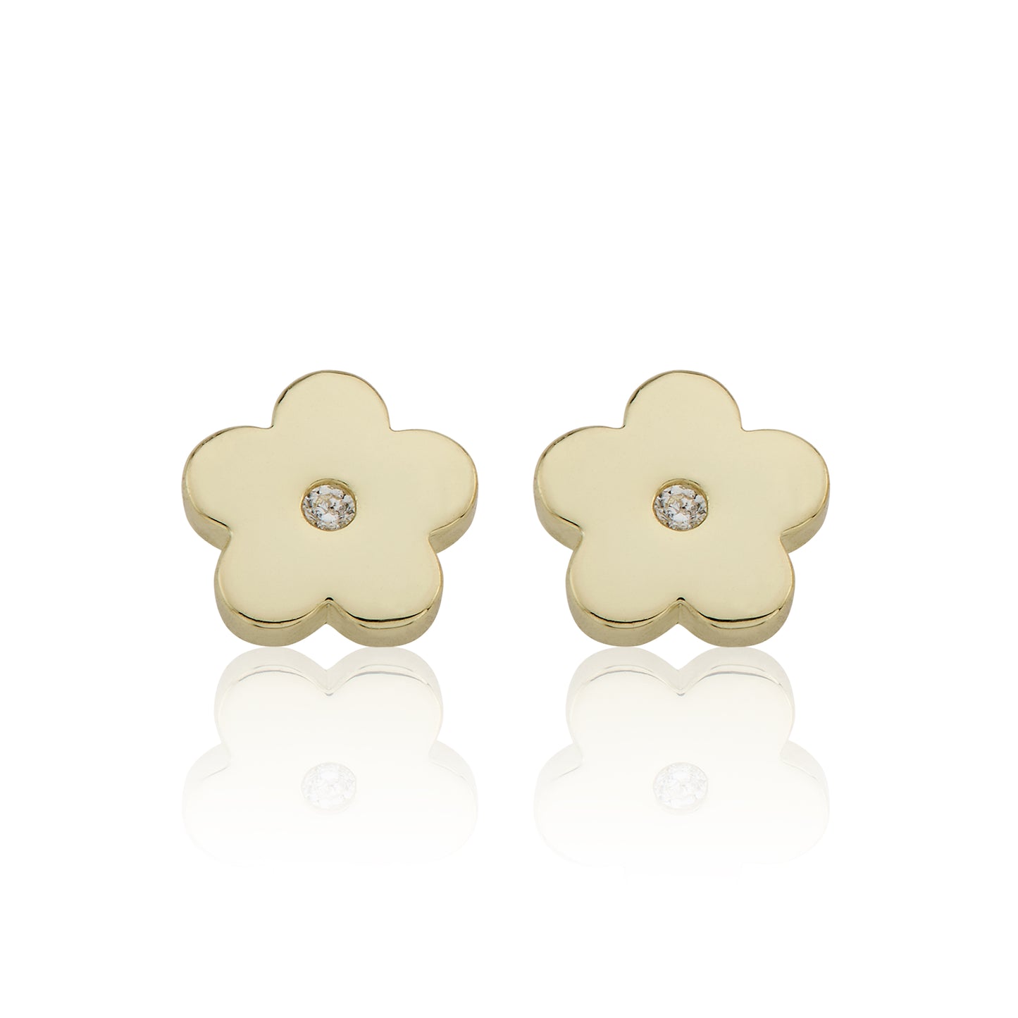 14k Gold Plated Cz Center Flower Earring Wholesale