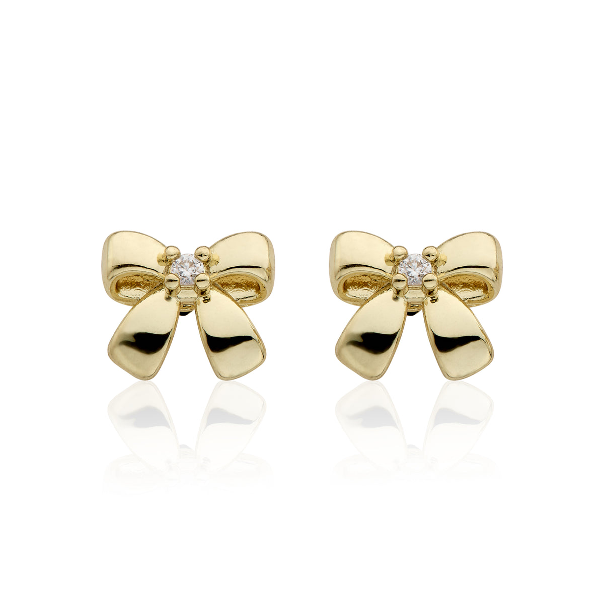 14k Gold Plated Cz Center Small Bow Earring Wholesale