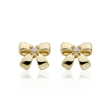 14k Gold Plated Cz Center Small Bow Earring Wholesale