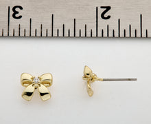 14k Gold Plated Cz Center Bow Earring Wholesale