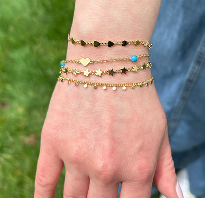 14K Gold Plated Stars On Link  Bracelet Wholesale