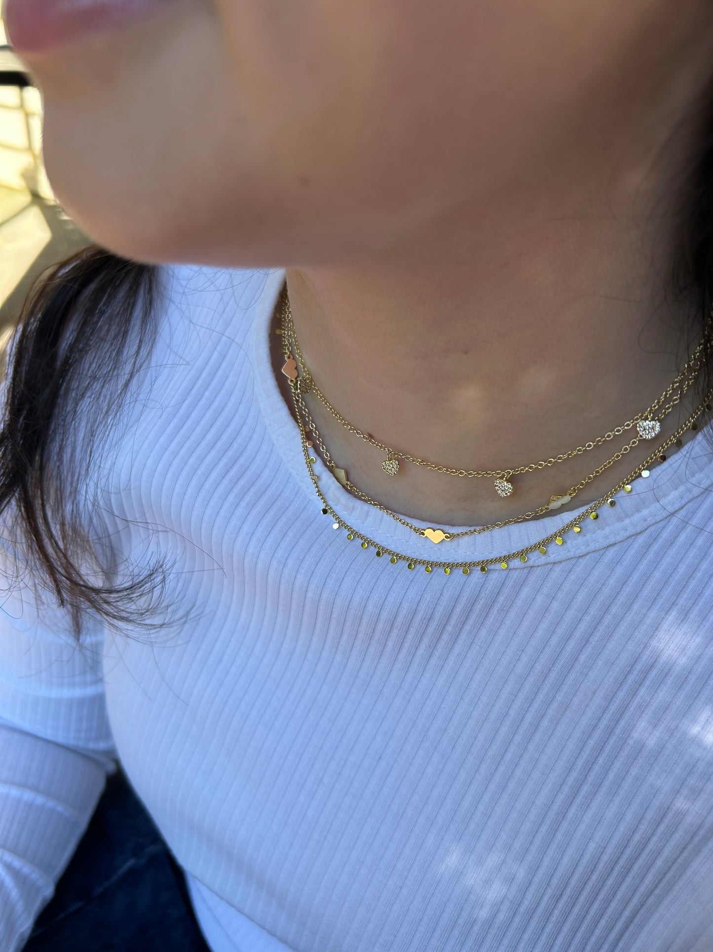 14K Gold Plated Link & Small Disc Dangles Necklace