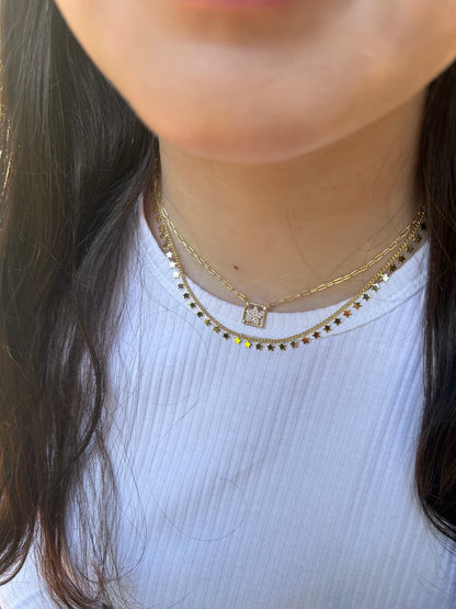 Cz Pave' Star Paperclip Chain Necklace Wholesale