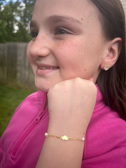Pearl & Hearts Station Bracelet Wholesale