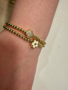 LMTS Classic! 14K Gold Plated Bead & Cz Clover Wire Bracelet Wholesale