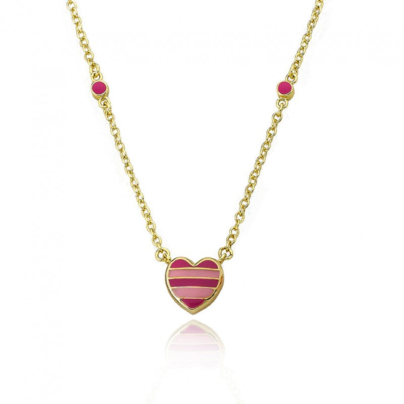 Pink Striped Heart Necklace Wholesale