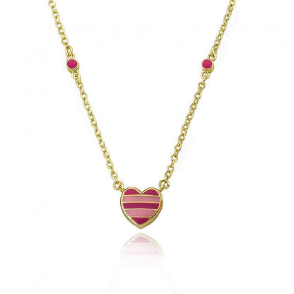 Pink Striped Heart Necklace Wholesale