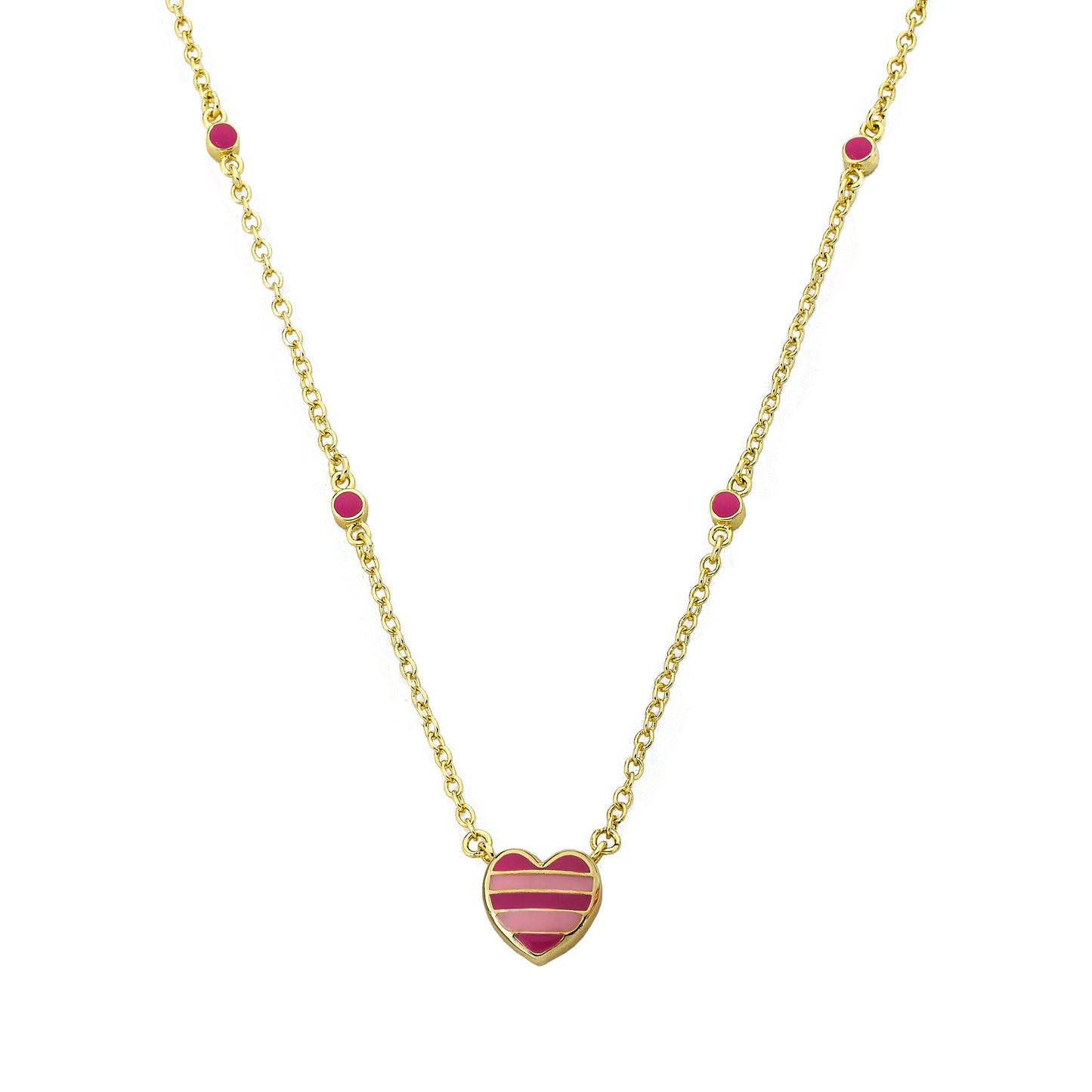 Pink Striped Heart Necklace Wholesale