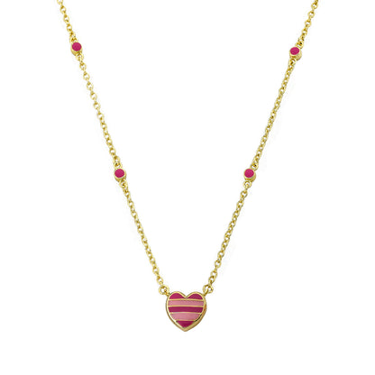 Pink Striped Heart Necklace Wholesale