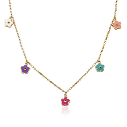 Enamel Flower Charm Necklace Wholesale