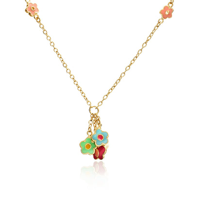 Butterfly And Flower Cluster Chain Necklace Wholesale
