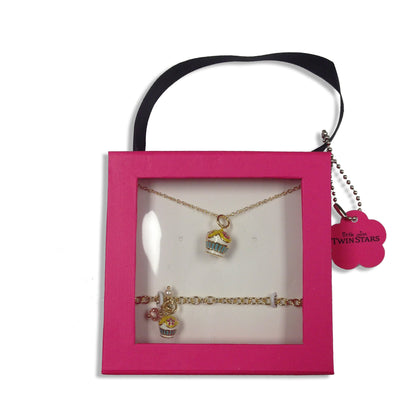 Flower Adorned Cupcake Pendant Necklace Wholesale