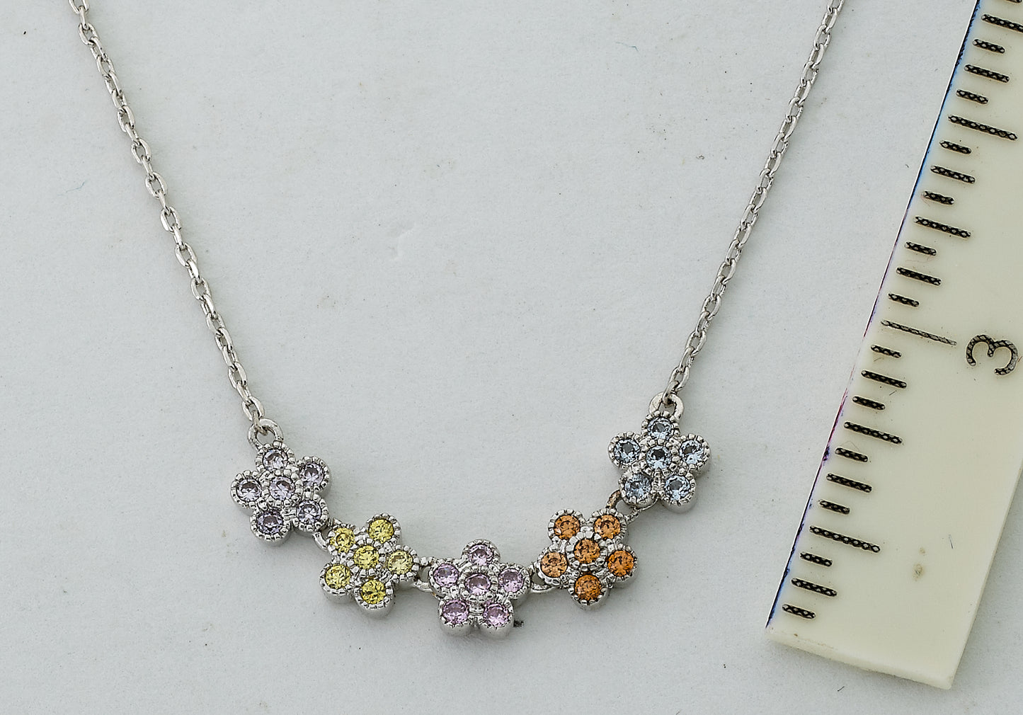 Cubic Zirconia Flowers Necklace