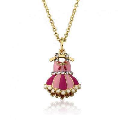 Crystal Adorned Enamel Ballet Dress Necklace Wholesale