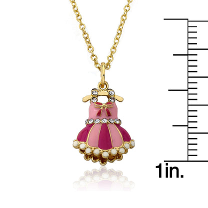 Crystal Adorned Enamel Ballet Dress Necklace Wholesale