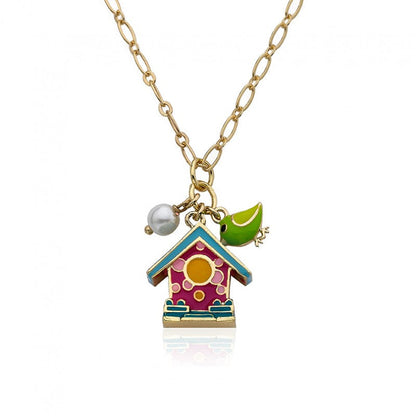 Birdhouse & Pearl Chain Necklace Wholesale