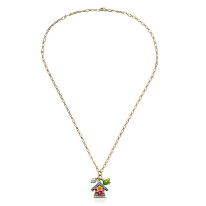 Birdhouse & Pearl Chain Necklace Wholesale